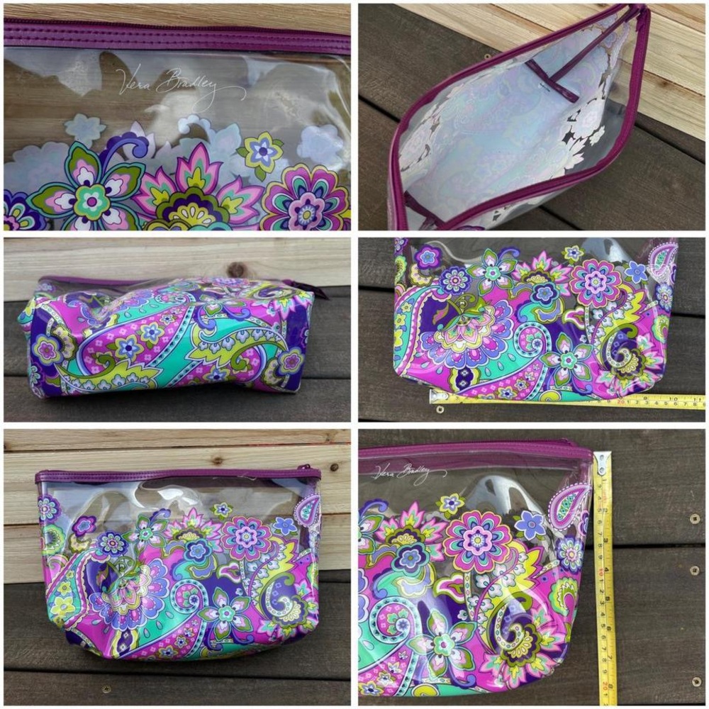 Purple Vera Bradley Multi-Colored Paisley Purse Travel Set - Picture 2 of 8
